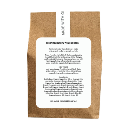Feminine Herbal Wash Cloths (12pk)